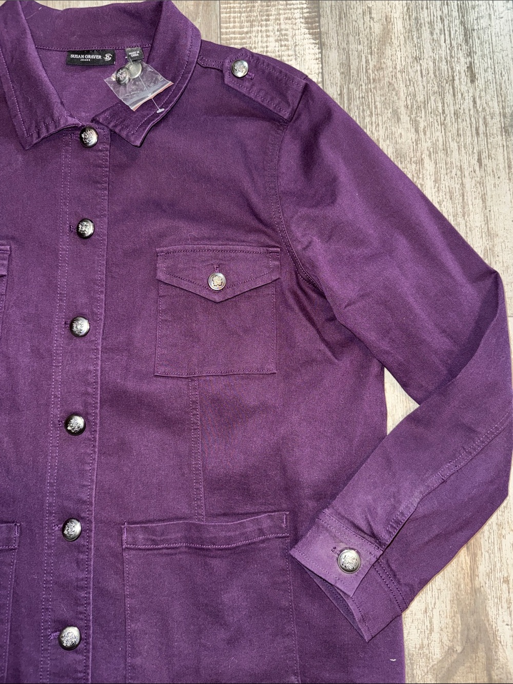 SUSAN GRAVER Purple Button-Front Utility Jacket- size XL - Picture 2 of 10